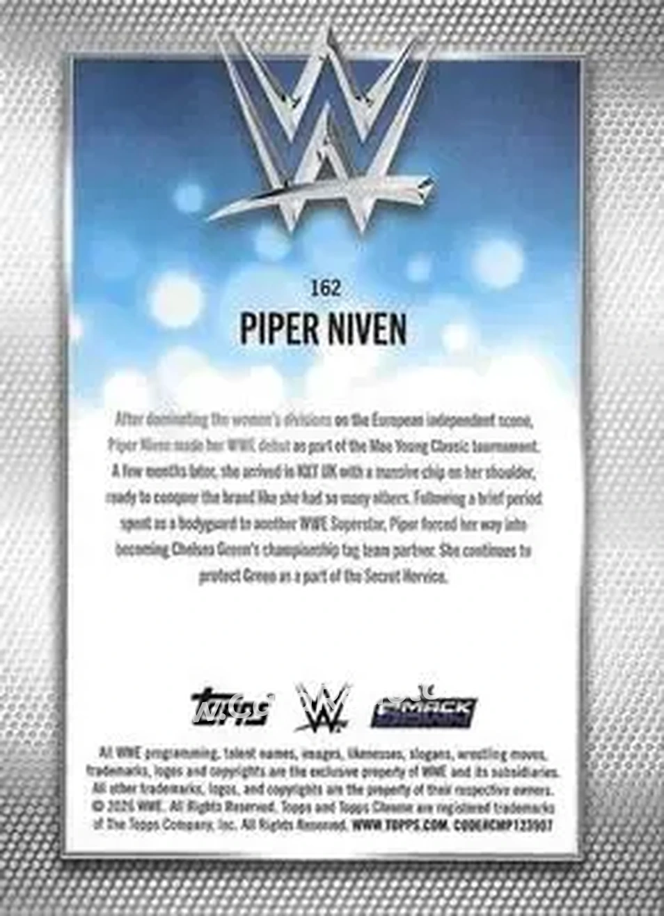 2026 Topps Chrome WWE - Teal Refractor #162 - Piper Niven - Back 2026 Topps Chrome WWE - Teal Refractor #162 - Piper Niven - Back