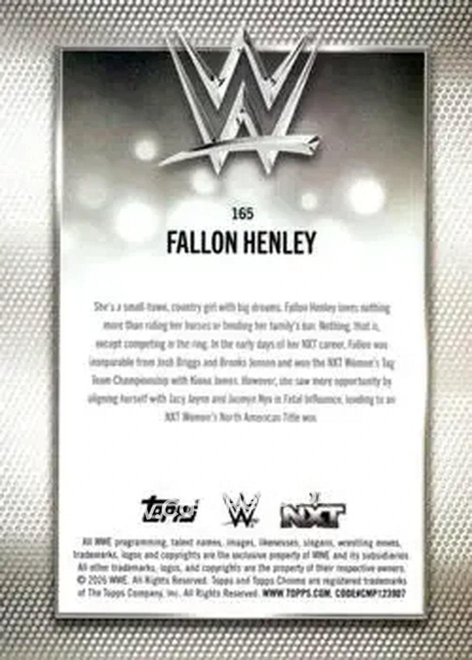 2026 Topps Chrome WWE - Teal Refractor #165 - Fallon Henley - Back