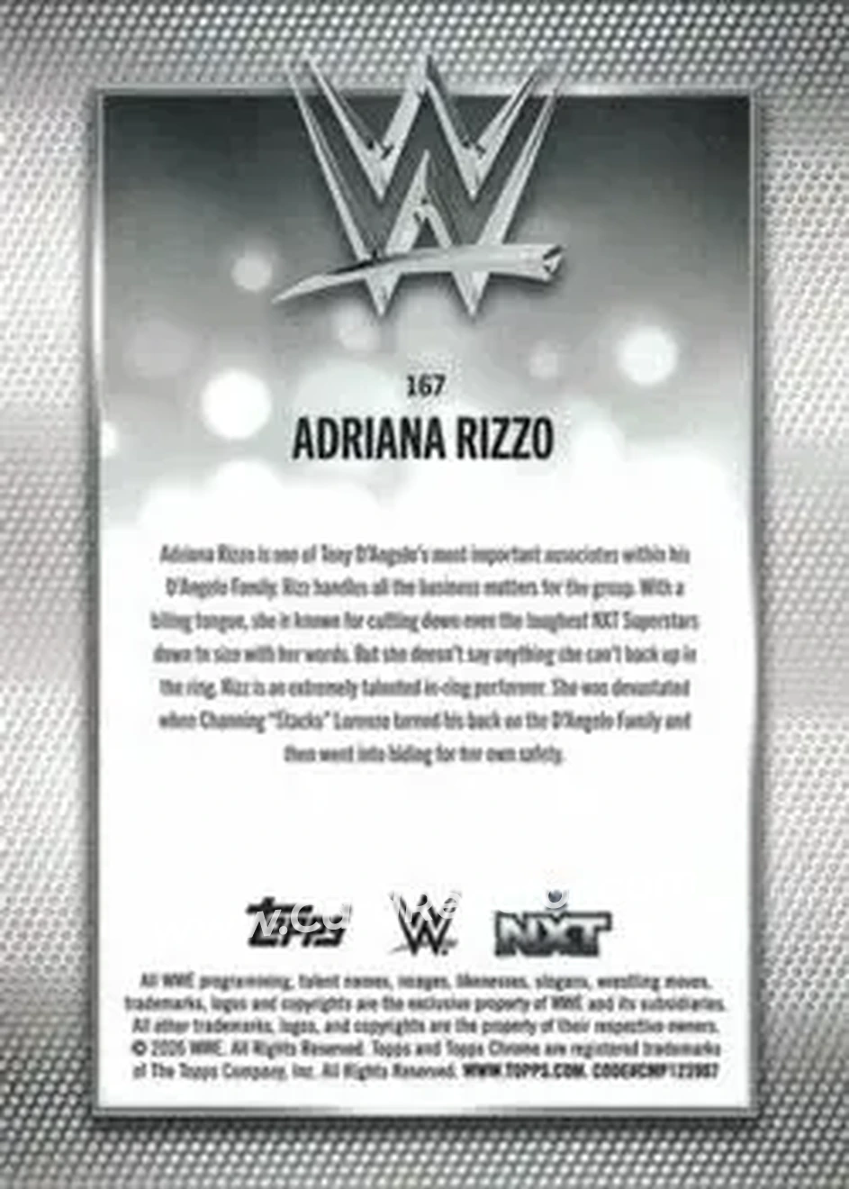 2026 Topps Chrome WWE - Teal Refractor #167 - Adriana Rizzo - Back