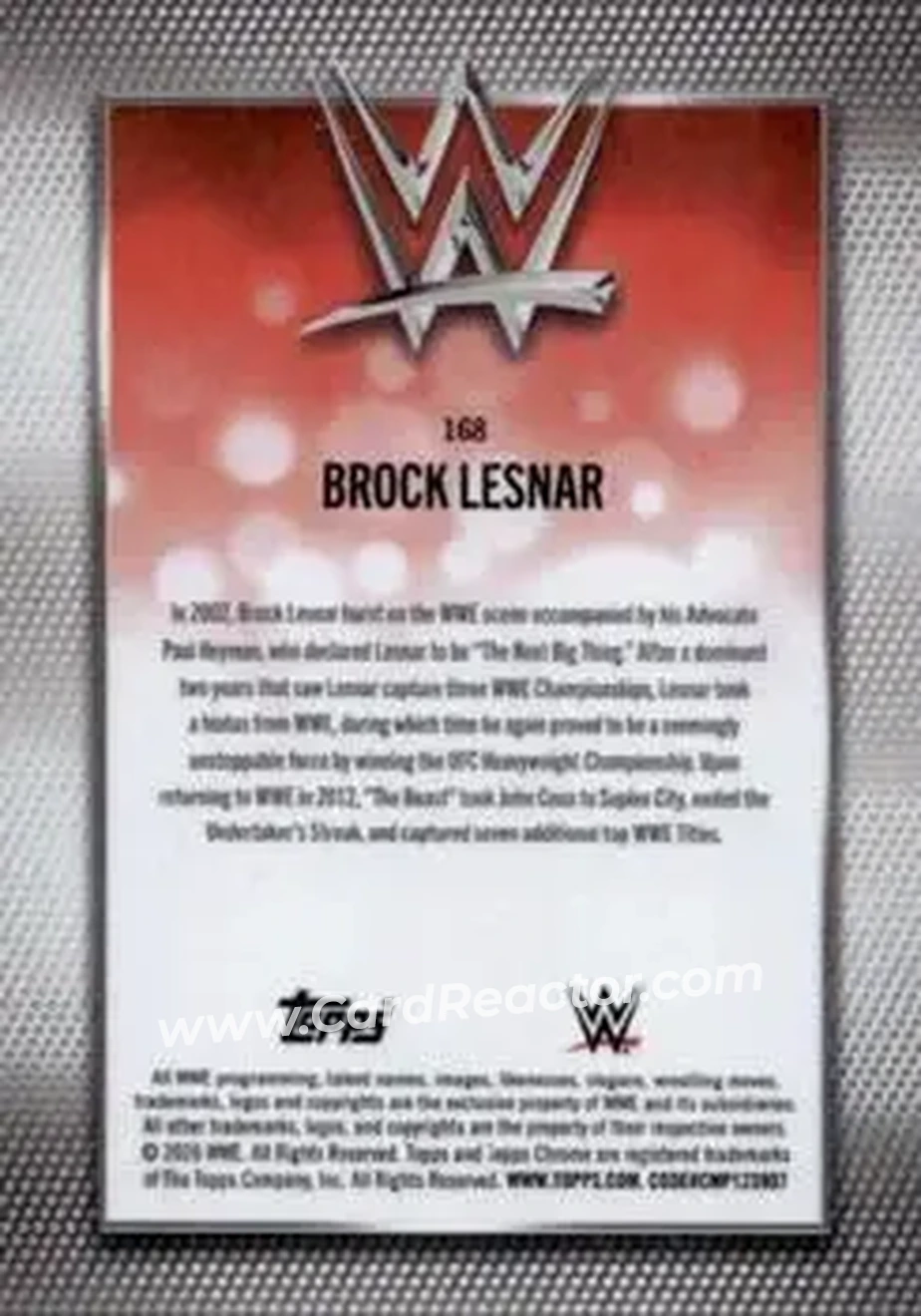 2026 Topps Chrome WWE - Teal Refractor #168 - Brock Lesnar - Back