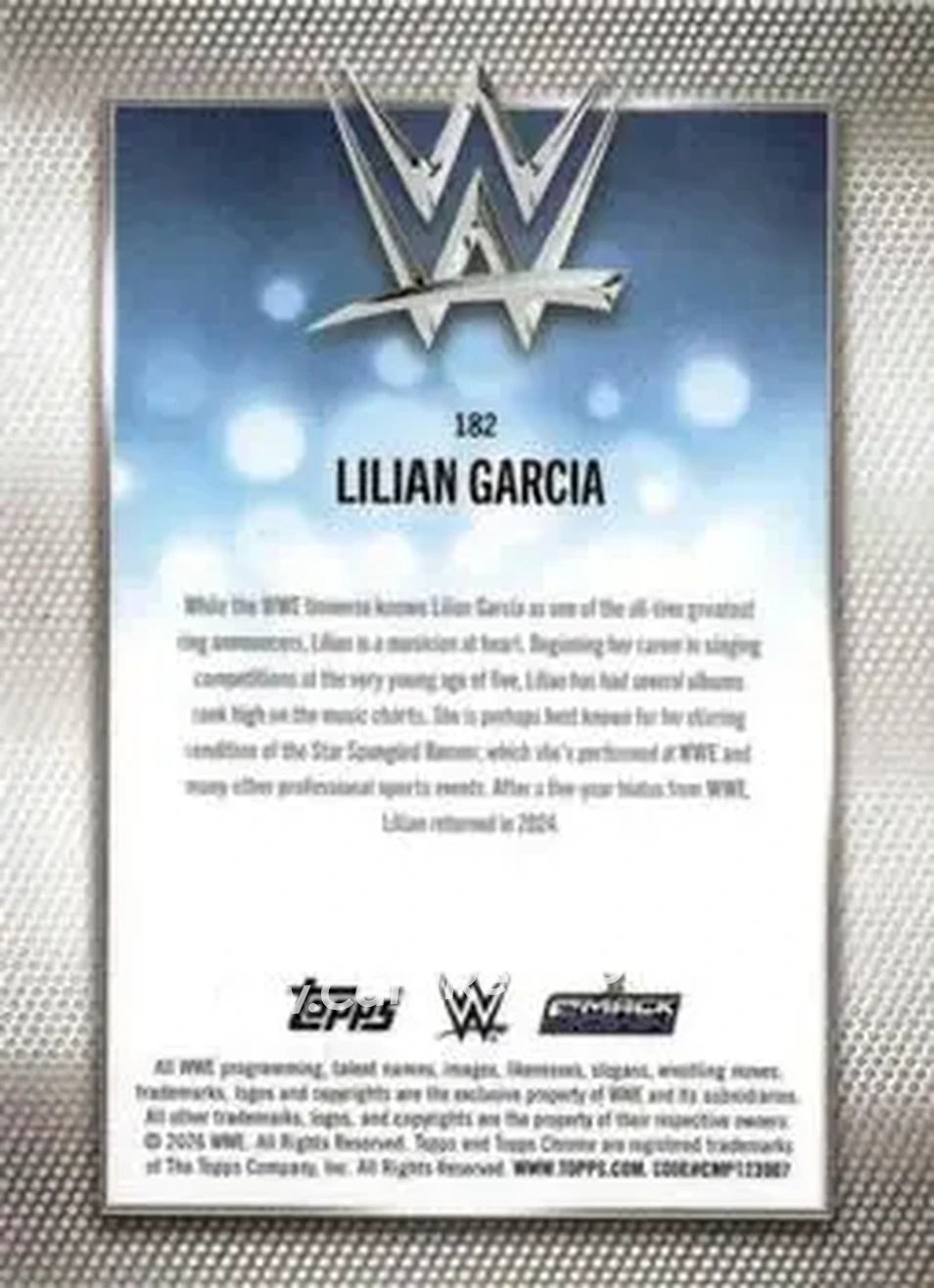 2026 Topps Chrome WWE - Teal Refractor #182 - Lilian Garcia - Back