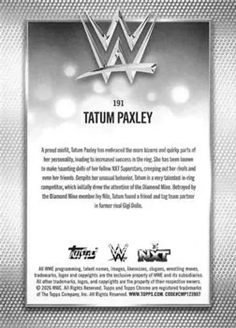 2026 Topps Chrome WWE - Teal Refractor #191 - Tatum Paxley - Back