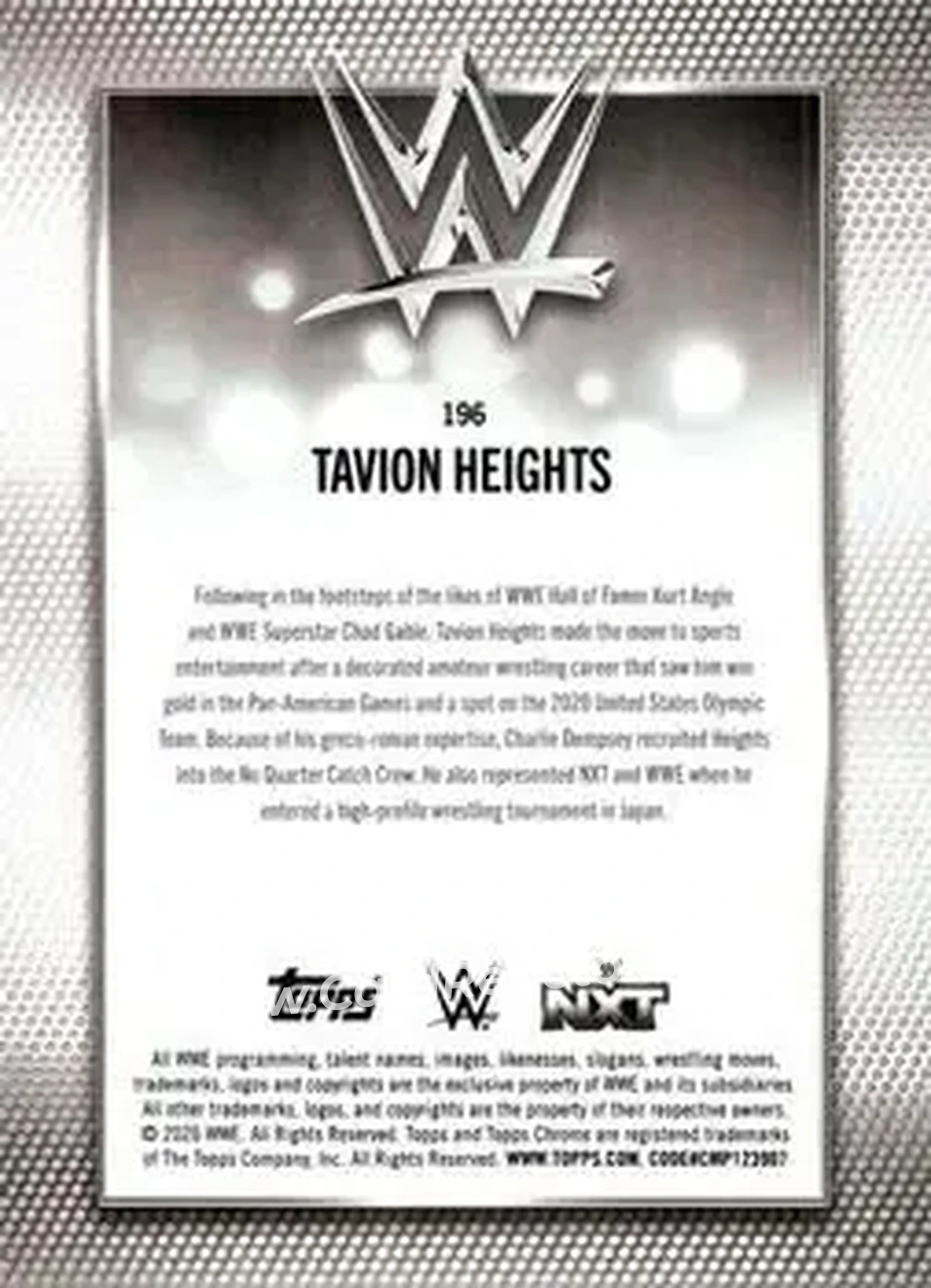 2026 Topps Chrome WWE - Teal Refractor #196 - Tavion Heights - Back 2026 Topps Chrome WWE - Teal Refractor #196 - Tavion Heights - Back