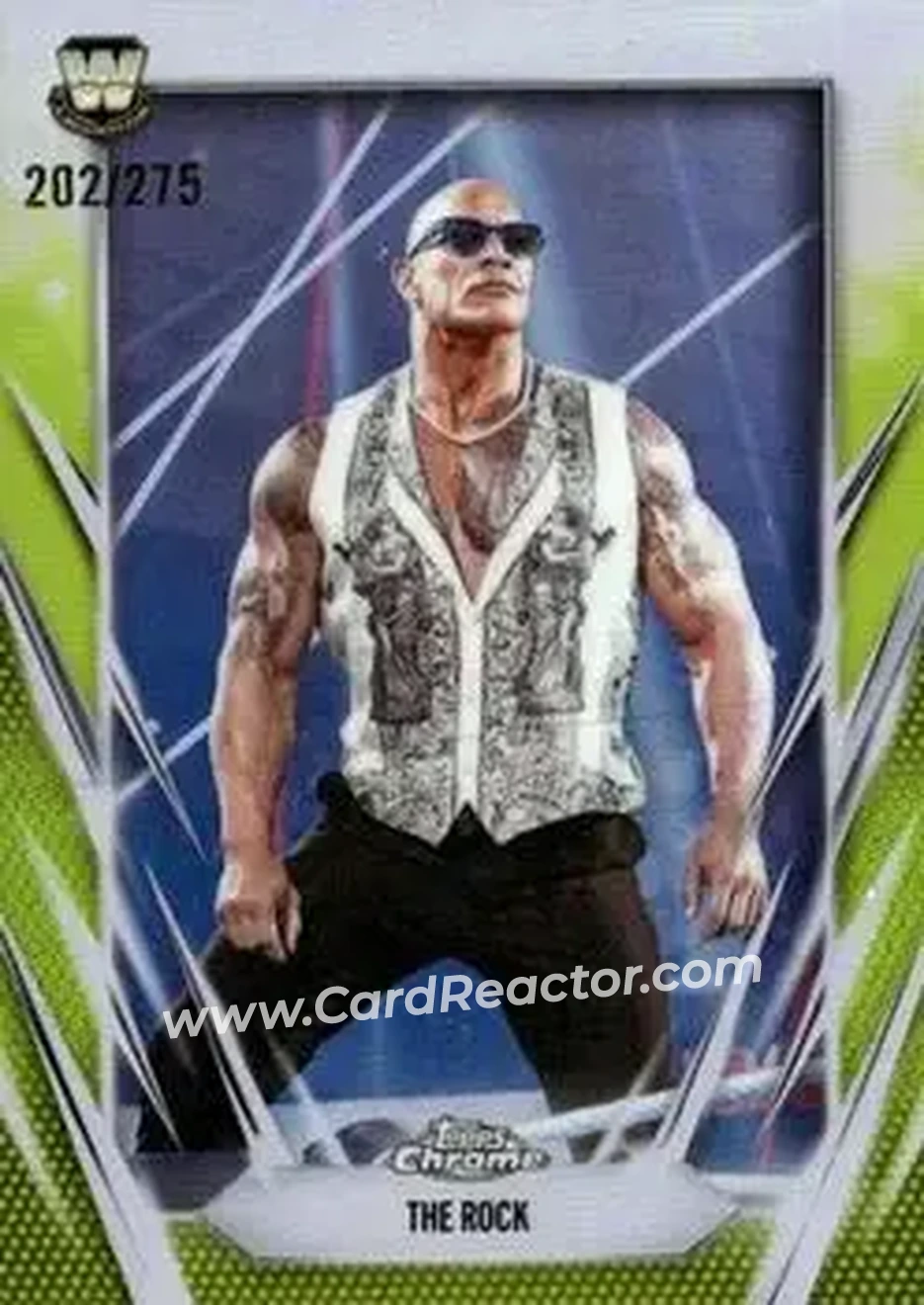 2026 Topps Chrome WWE - Yellow Refractor #1 - The Rock - Front
