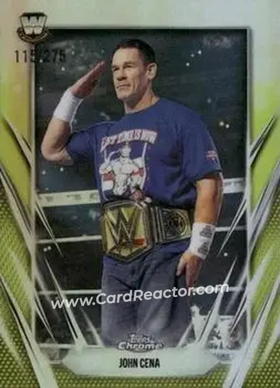 2026 Topps Chrome WWE - Yellow Refractor #2 - John Cena - Front 2026 Topps Chrome WWE - Yellow Refractor #2 - John Cena - Front