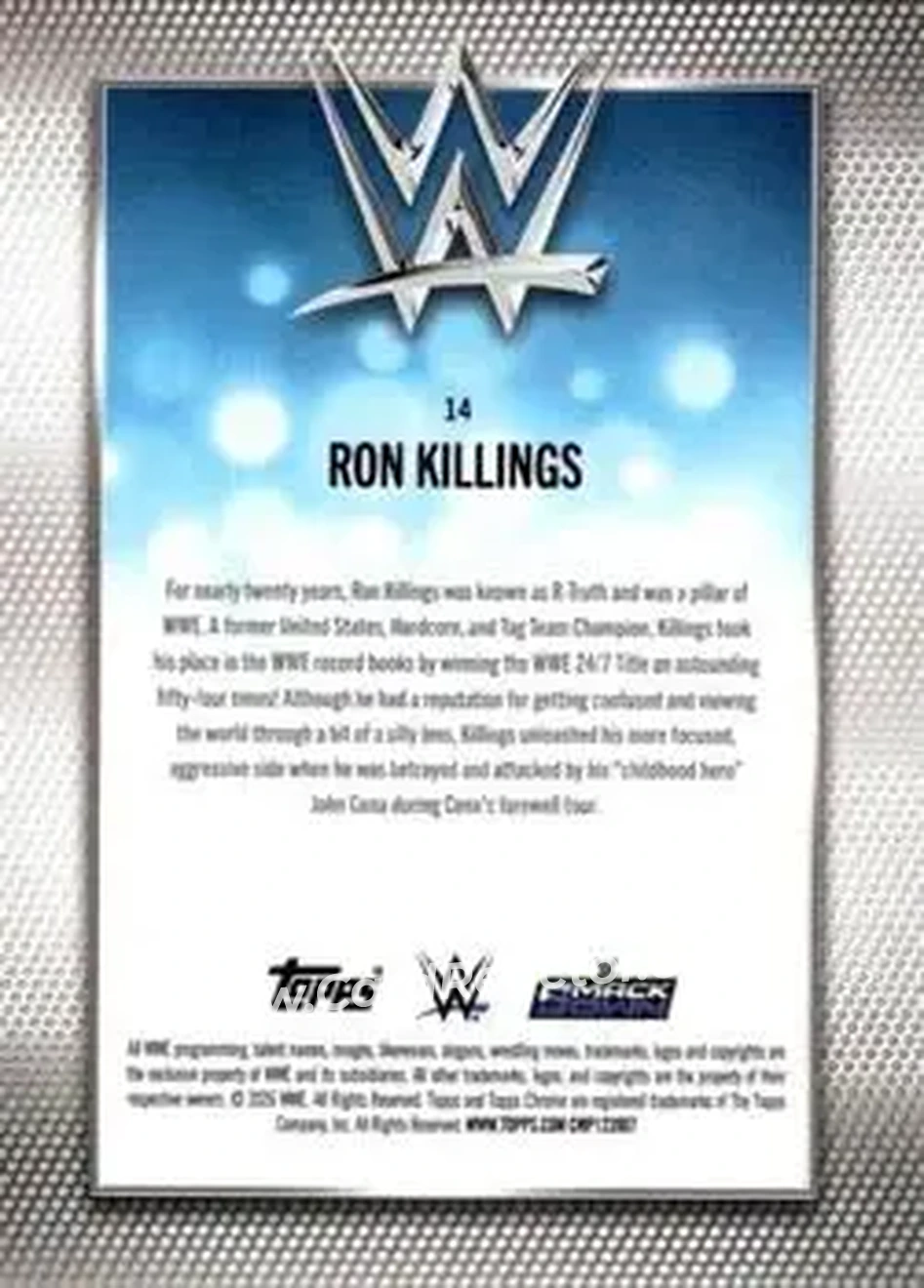 2026 Topps Chrome WWE - Yellow Refractor #14 - R-Truth - Back 2026 Topps Chrome WWE - Yellow Refractor #14 - R-Truth - Back