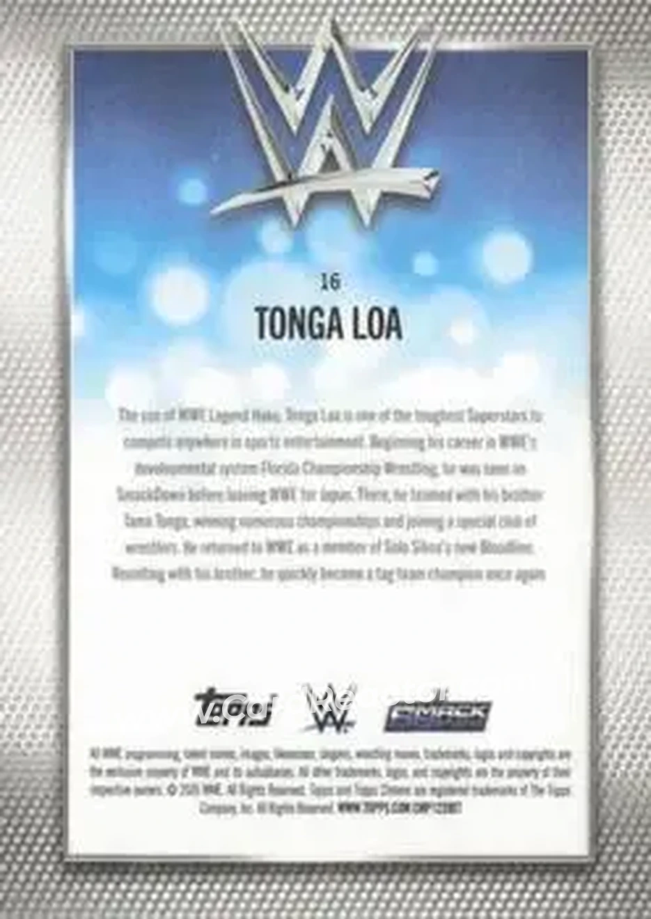 2026 Topps Chrome WWE - Yellow Refractor #16 - Tonga Loa - Back 2026 Topps Chrome WWE - Yellow Refractor #16 - Tonga Loa - Back