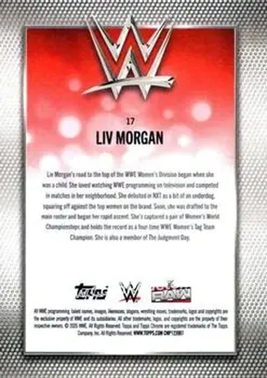 2026 Topps Chrome WWE - Yellow Refractor #17 - Liv Morgan - Back