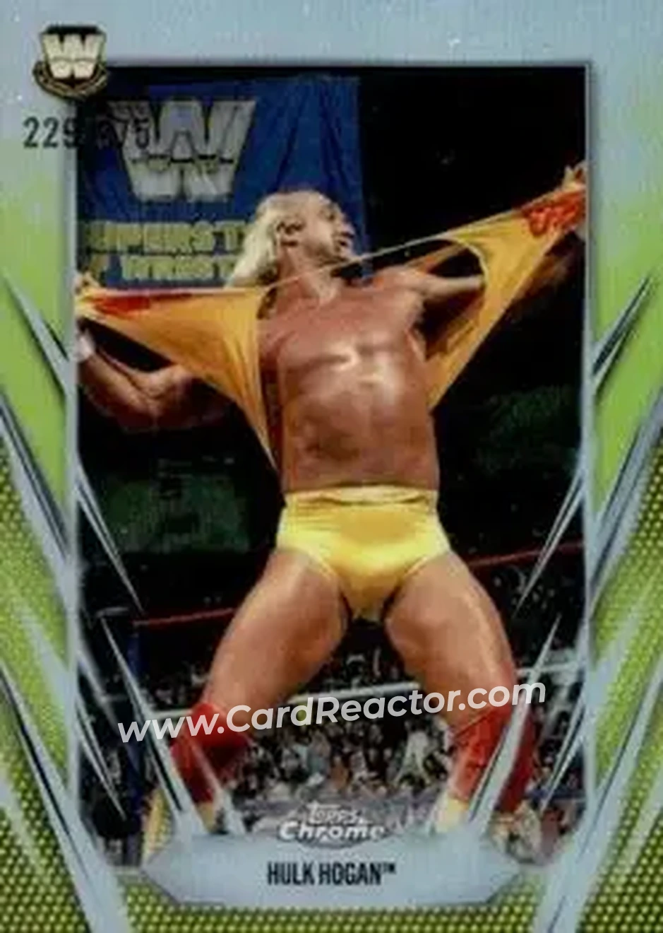 2026 Topps Chrome WWE - Yellow Refractor #25 - Hulk Hogan - Front 2026 Topps Chrome WWE - Yellow Refractor #25 - Hulk Hogan - Front