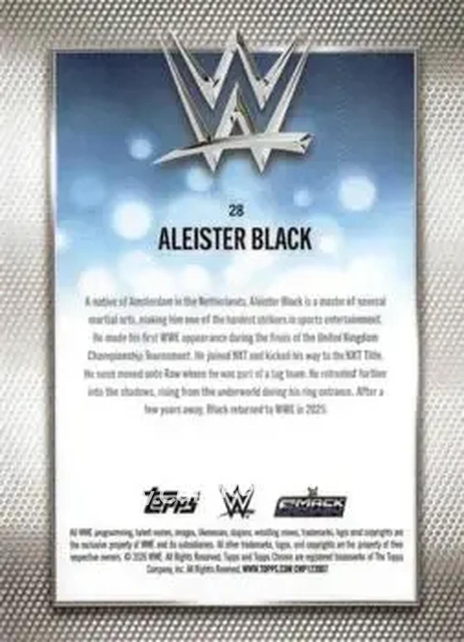 2026 Topps Chrome WWE - Yellow Refractor #28 - Aleister Black - Back