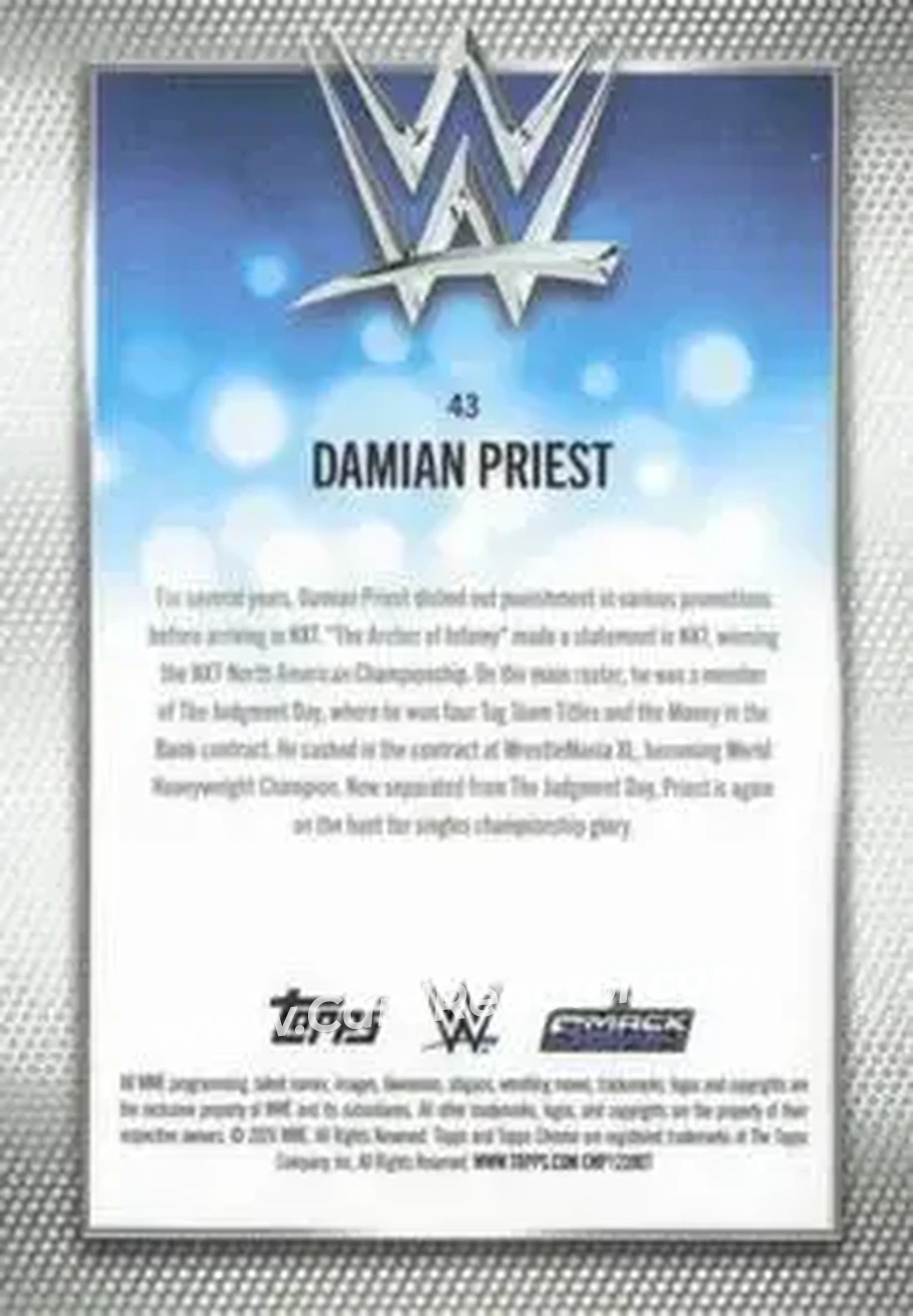 2026 Topps Chrome WWE - Yellow Refractor #43 - Damian Priest - Back