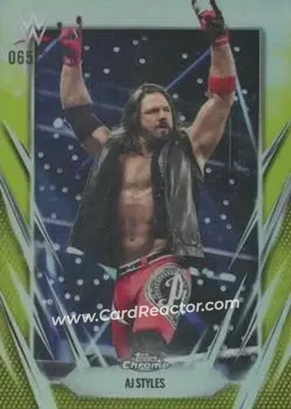 2026 Topps Chrome WWE - Yellow Refractor #47 - AJ Styles - Front 2026 Topps Chrome WWE - Yellow Refractor #47 - AJ Styles - Front