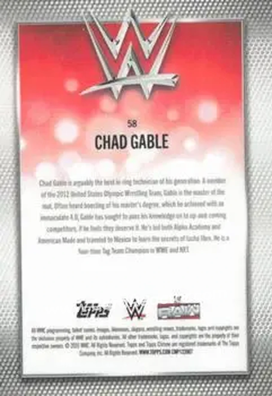 2026 Topps Chrome WWE - Yellow Refractor #58 - Chad Gable - Back