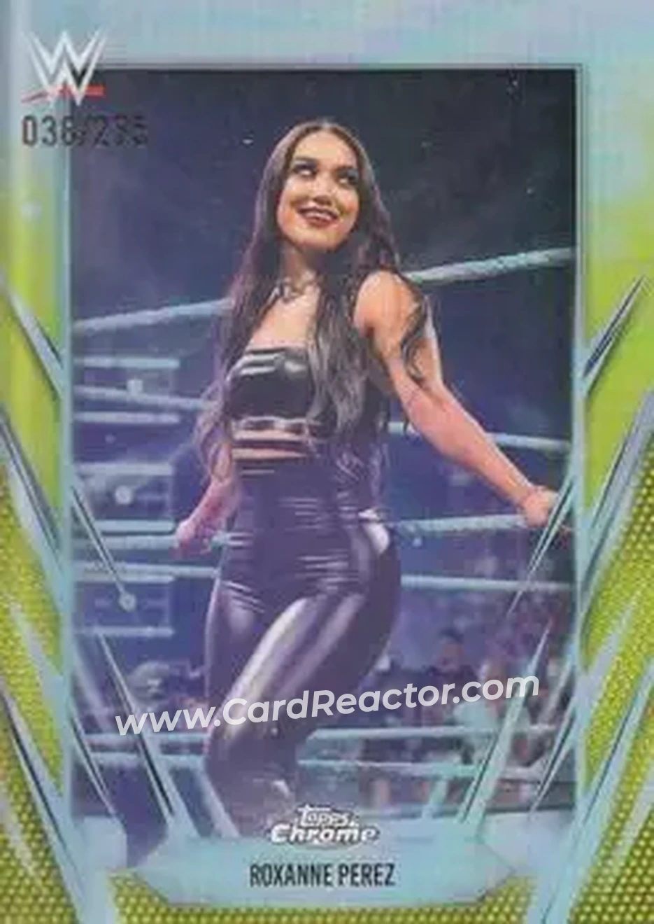 2026 Topps Chrome WWE - Yellow Refractor #65 - Roxanne Perez - Front 2026 Topps Chrome WWE - Yellow Refractor #65 - Roxanne Perez - Front