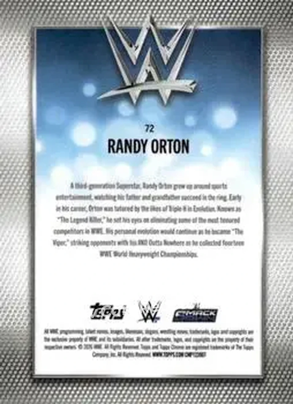 2026 Topps Chrome WWE - Yellow Refractor #72 - Randy Orton - Back