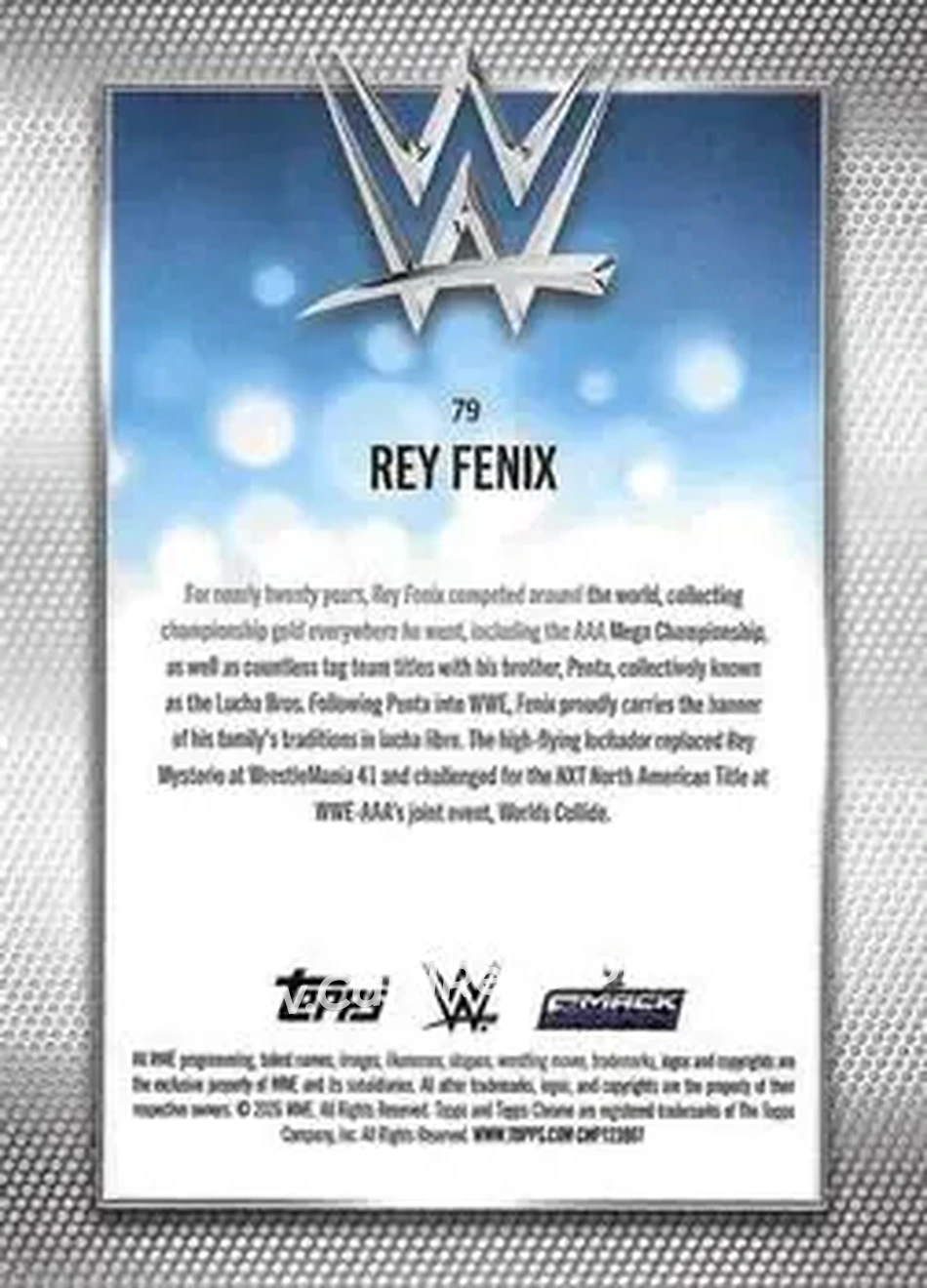 2026 Topps Chrome WWE - Yellow Refractor #79 - Rey Fenix - Back