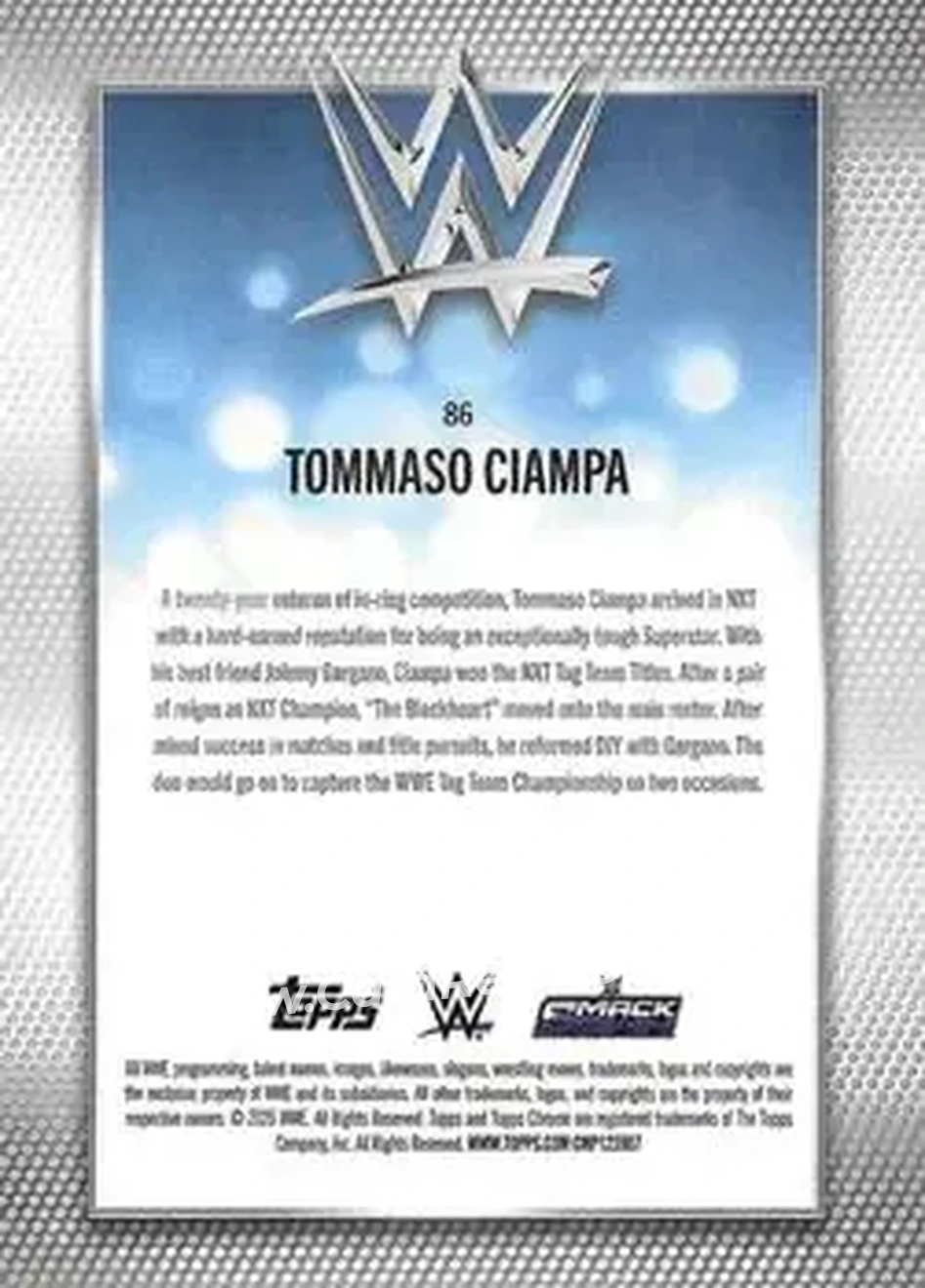 2026 Topps Chrome WWE - Yellow Refractor #86 - Tommaso Ciampa - Back 2026 Topps Chrome WWE - Yellow Refractor #86 - Tommaso Ciampa - Back