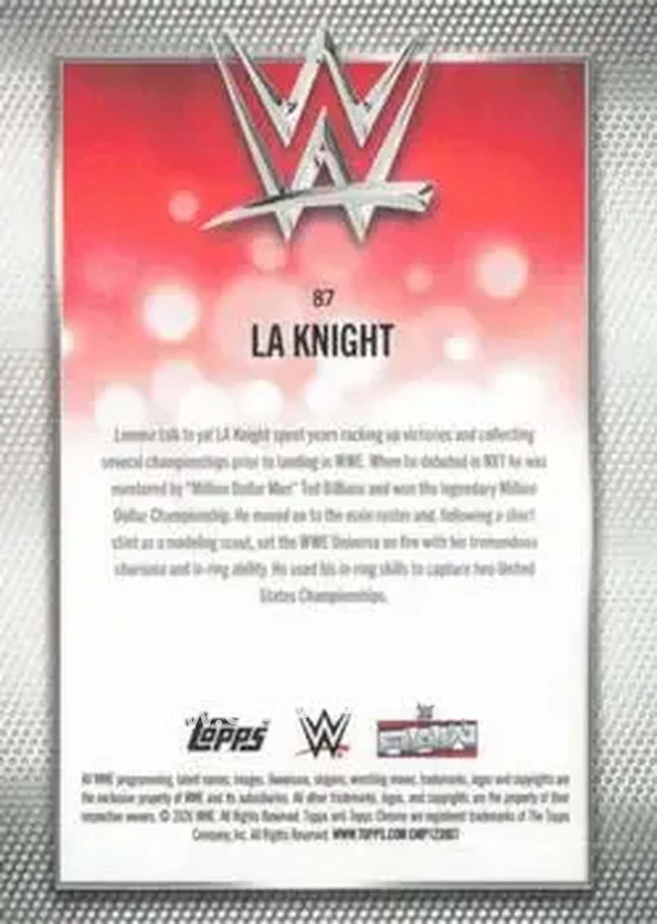 2026 Topps Chrome WWE - Yellow Refractor #87 - LA Knight - Back