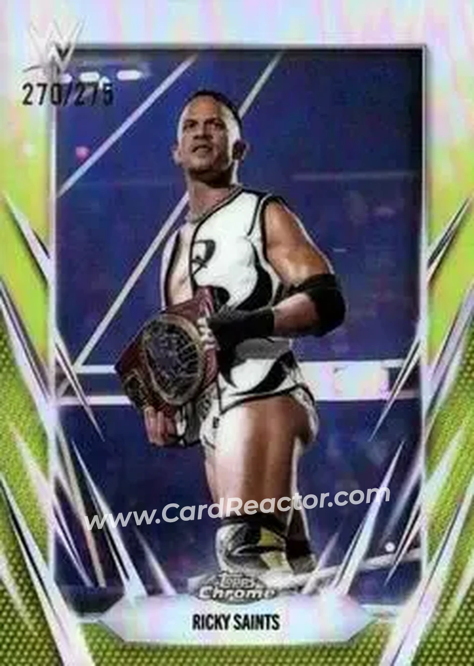 2026 Topps Chrome WWE - Yellow Refractor #94 - Ricky Saints - Front 2026 Topps Chrome WWE - Yellow Refractor #94 - Ricky Saints - Front