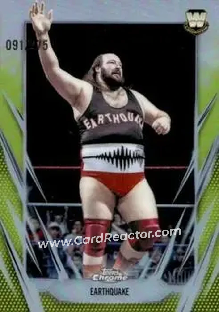 2026 Topps Chrome WWE - Yellow Refractor #106 - Earthquake - Front 2026 Topps Chrome WWE - Yellow Refractor #106 - Earthquake - Front