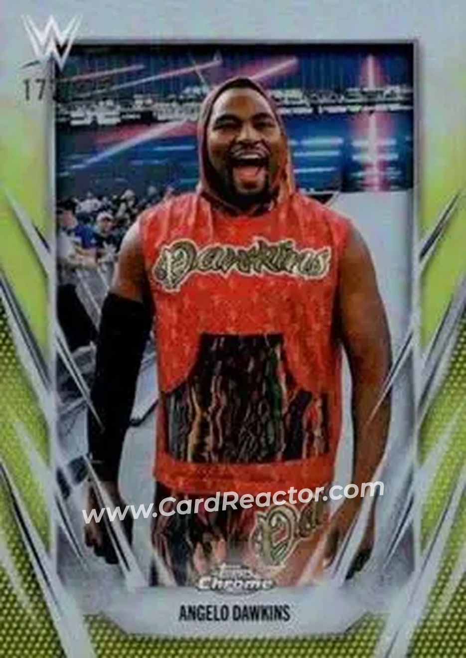 2026 Topps Chrome WWE - Yellow Refractor #108 - Angelo Dawkins - Front 2026 Topps Chrome WWE - Yellow Refractor #108 - Angelo Dawkins - Front