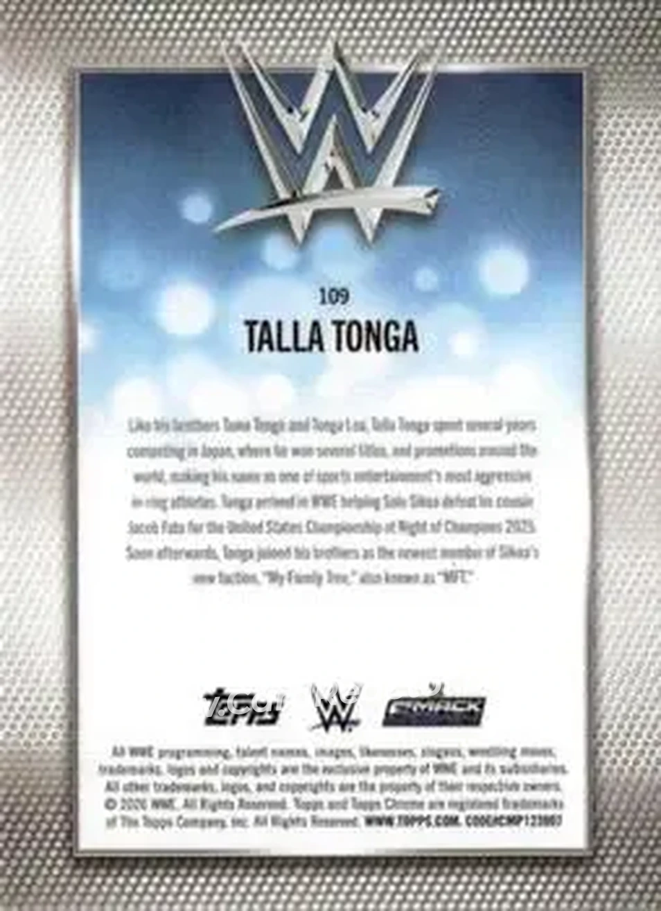 2026 Topps Chrome WWE - Yellow Refractor #109 - Talla Tonga - Back
