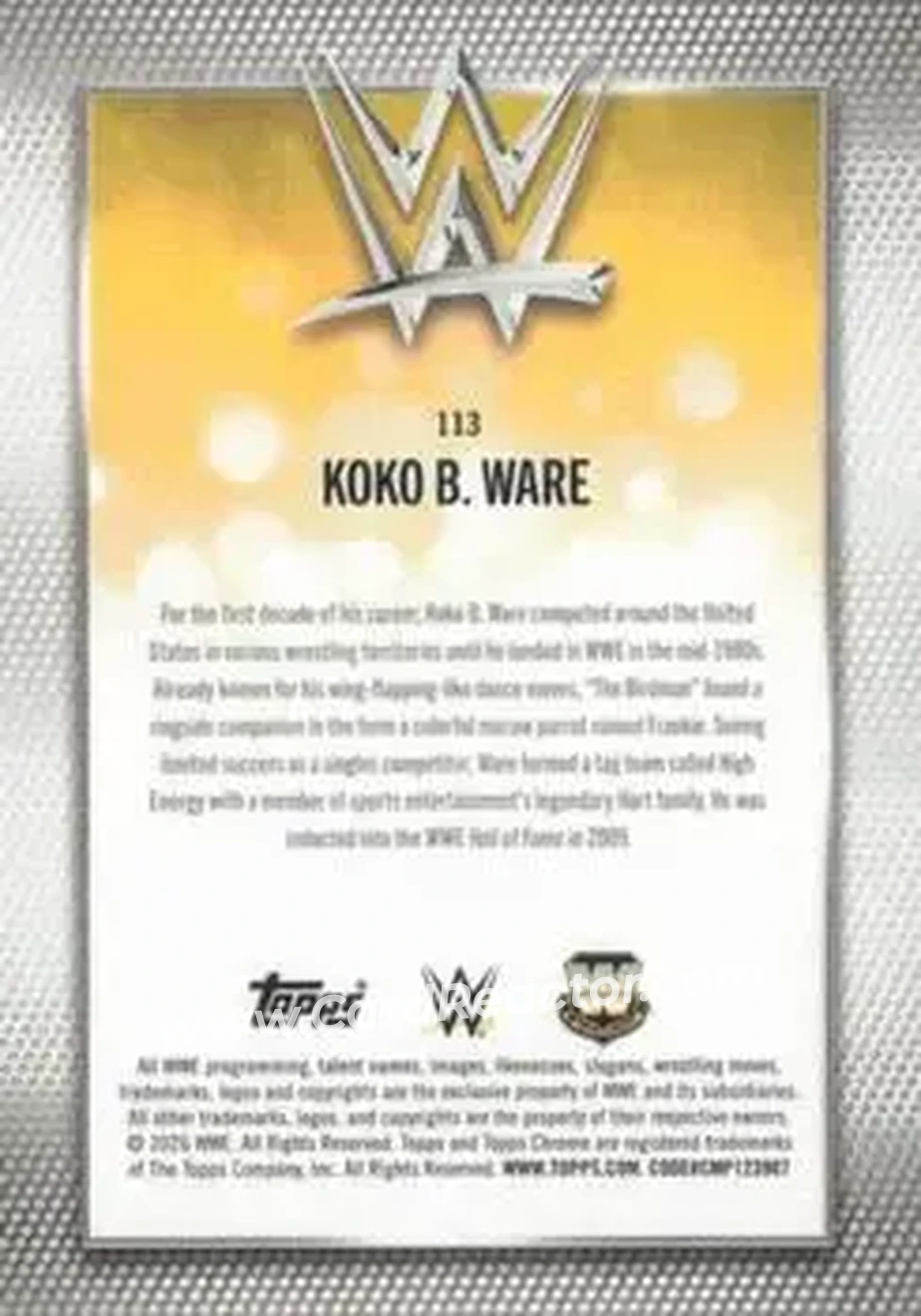 2026 Topps Chrome WWE - Yellow Refractor #113 - Koko B. Ware - Back