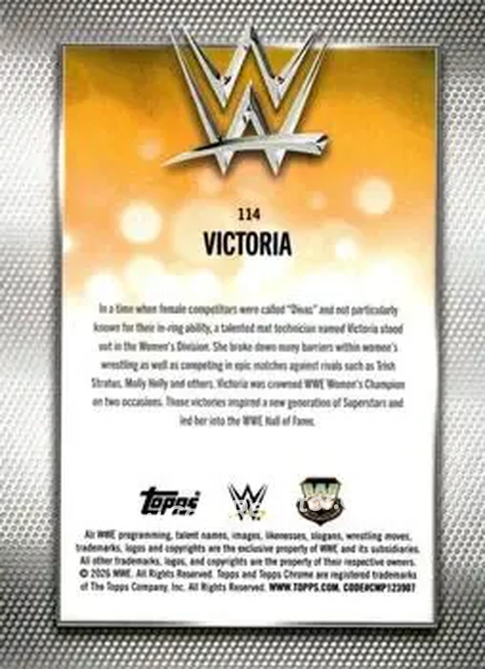 2026 Topps Chrome WWE - Yellow Refractor #114 - Victoria - Back