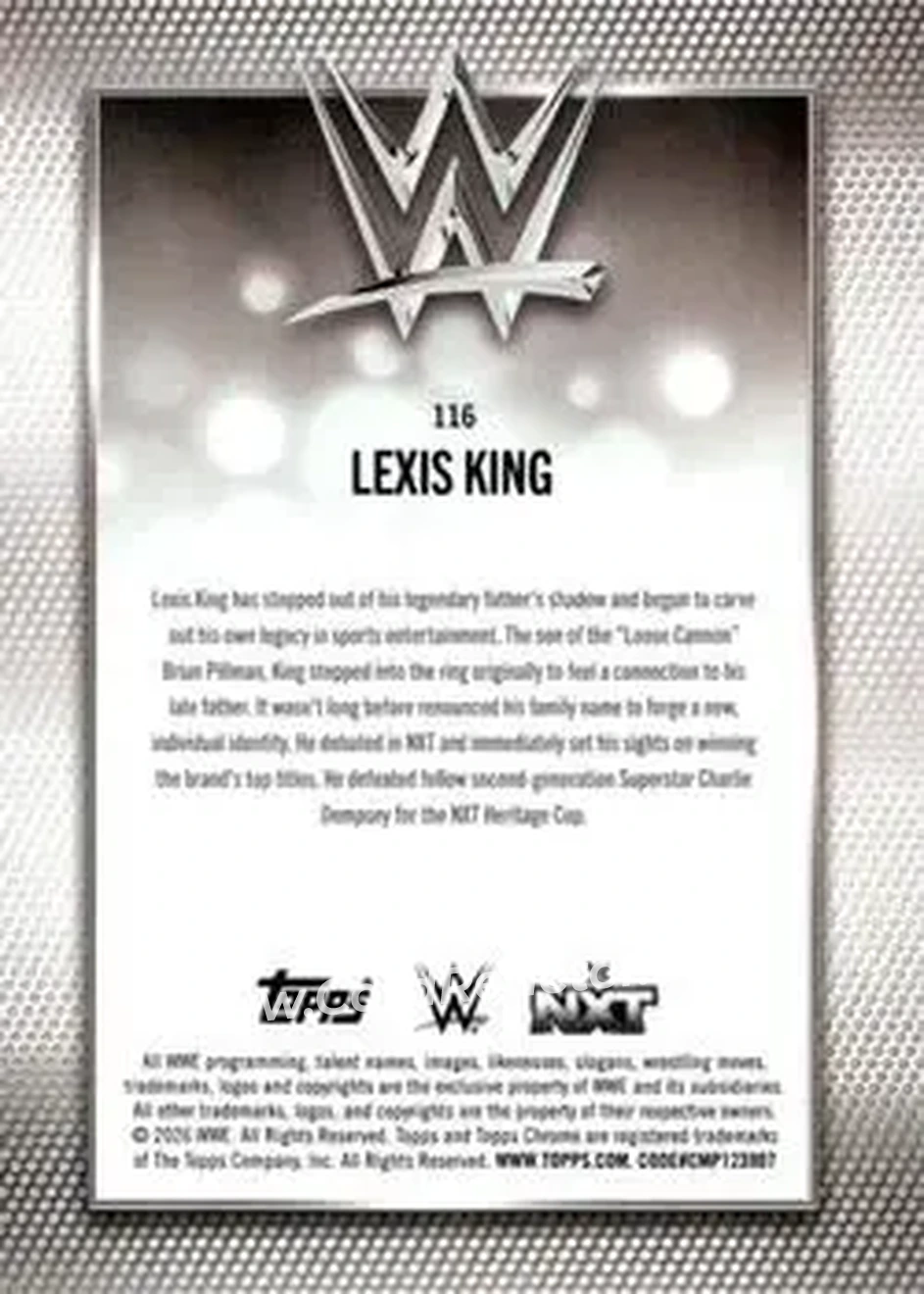 2026 Topps Chrome WWE - Yellow Refractor #116 - Lexis King - Back