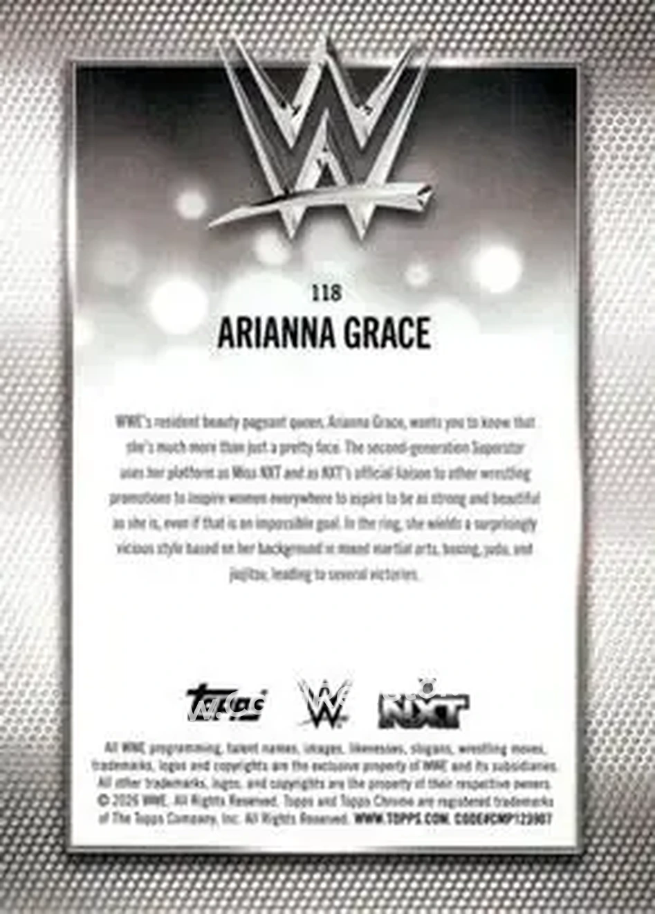 2026 Topps Chrome WWE - Yellow Refractor #118 - Arianna Grace - Back