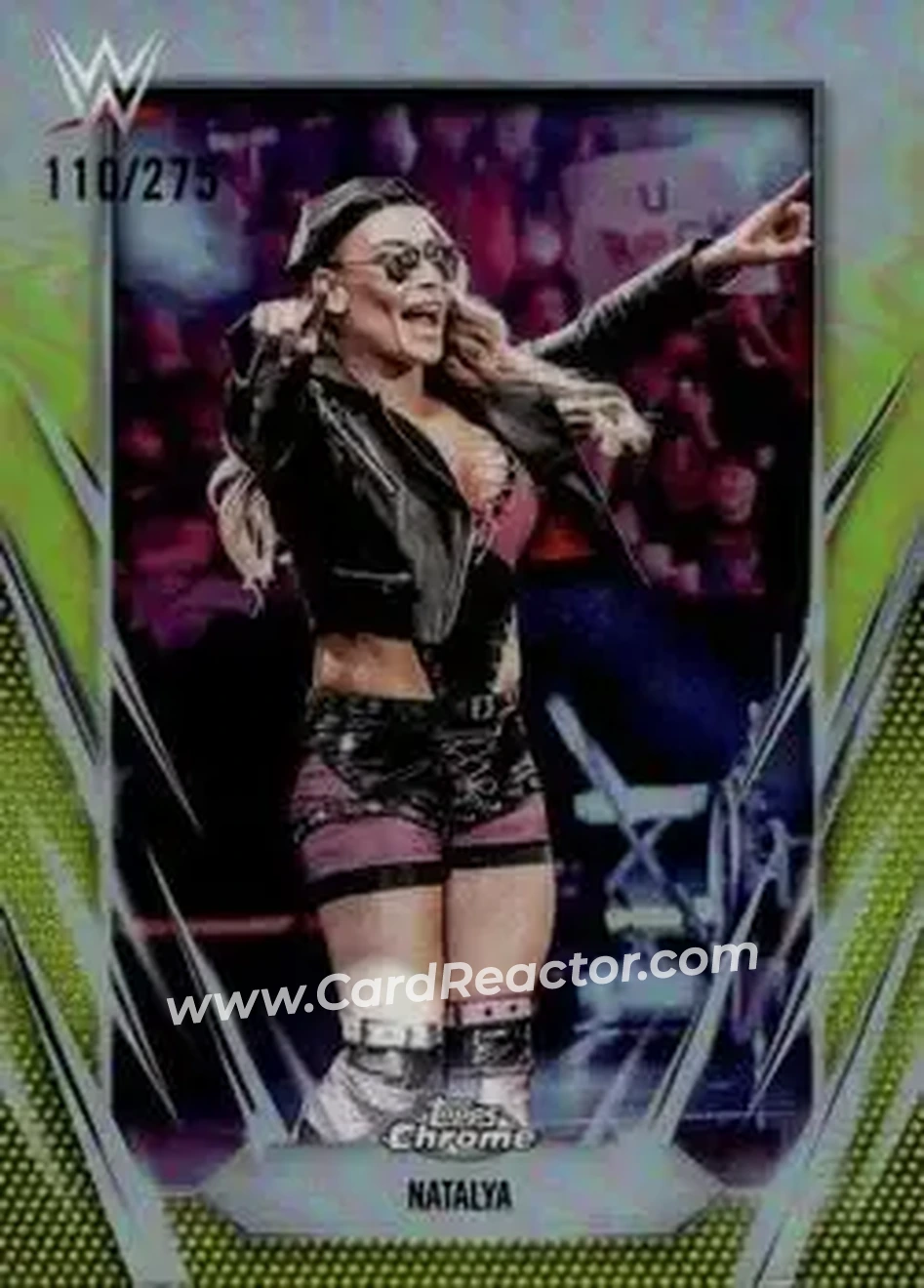2026 Topps Chrome WWE - Yellow Refractor #129 - Natalya - Front 2026 Topps Chrome WWE - Yellow Refractor #129 - Natalya - Front