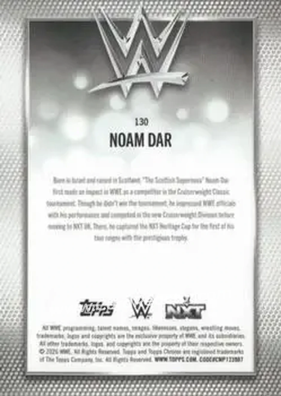 2026 Topps Chrome WWE - Yellow Refractor #130 - Noam Dar - Back