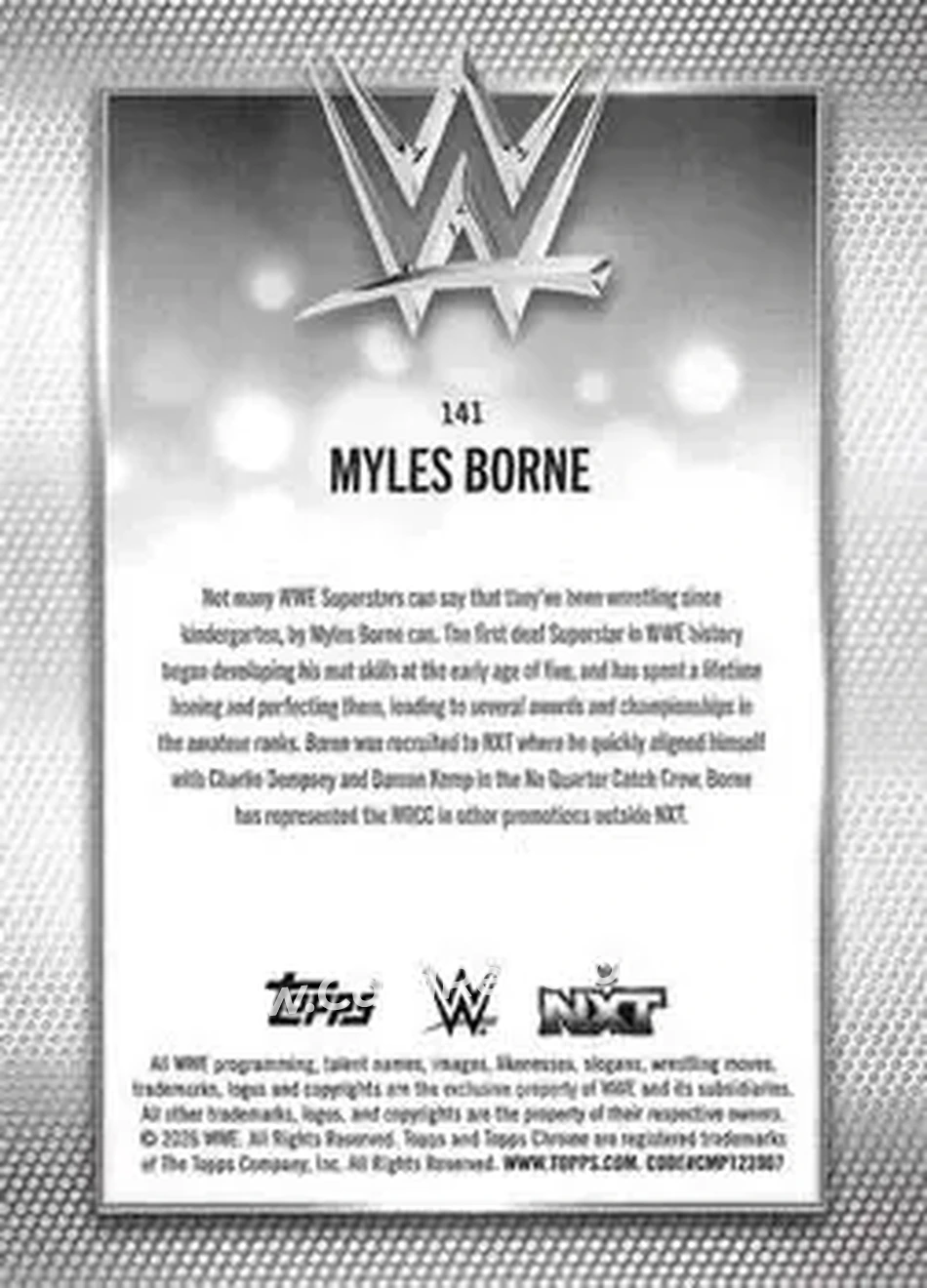 2026 Topps Chrome WWE - Yellow Refractor #141 - Myles Borne - Back