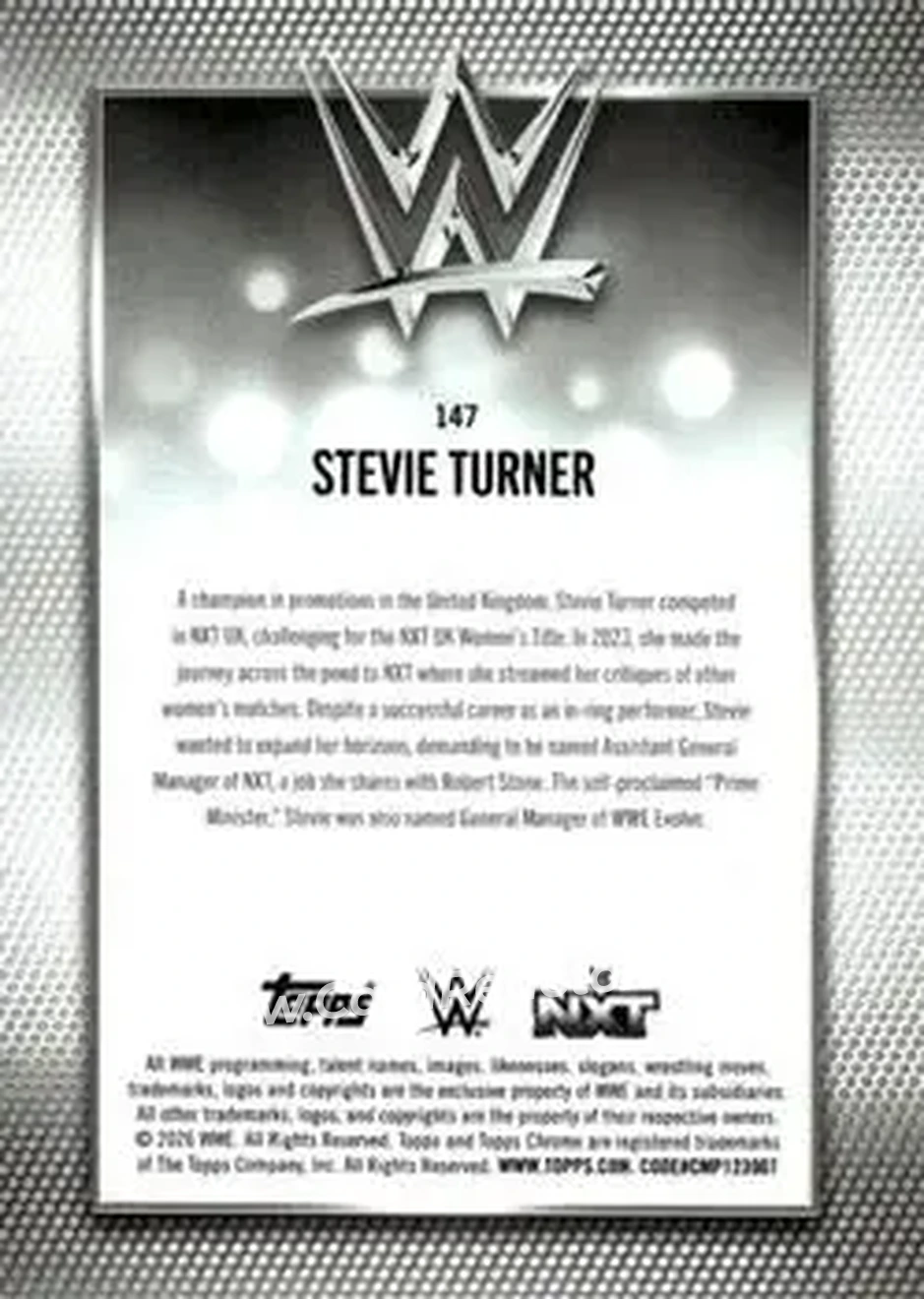 2026 Topps Chrome WWE - Yellow Refractor #147 - Stevie Turner - Back