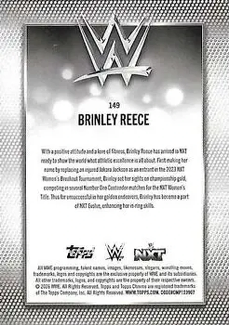 2026 Topps Chrome WWE - Yellow Refractor #149 - Brinley Reece - Back