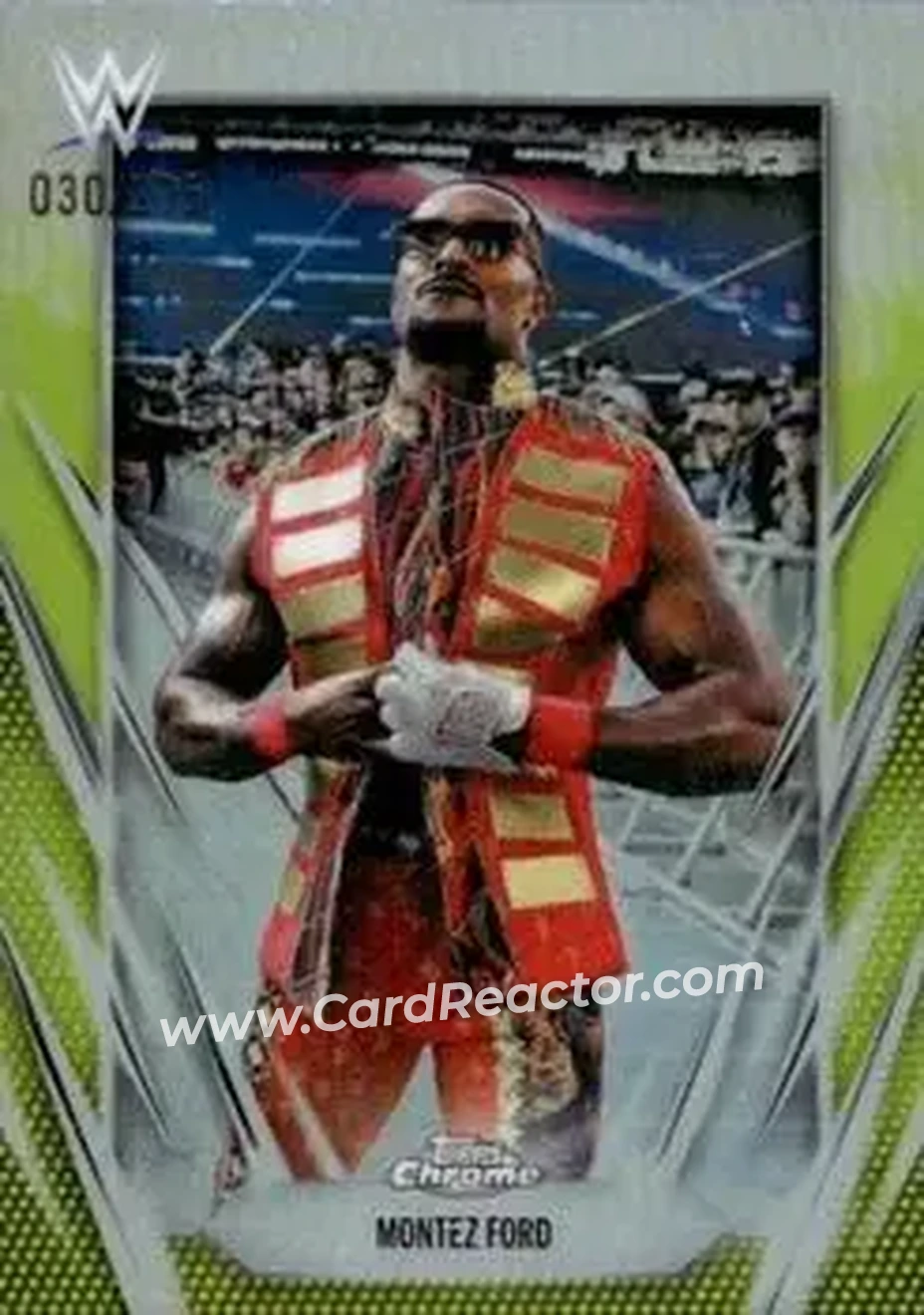 2026 Topps Chrome WWE - Yellow Refractor #150 - Montez Ford - Front 2026 Topps Chrome WWE - Yellow Refractor #150 - Montez Ford - Front