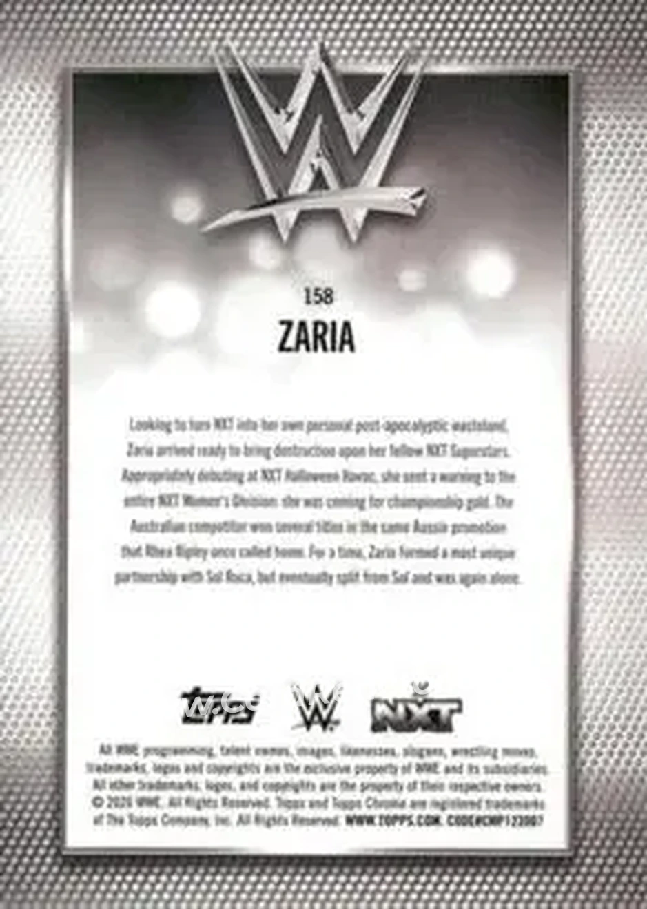 2026 Topps Chrome WWE - Yellow Refractor #158 - Zaria - Back