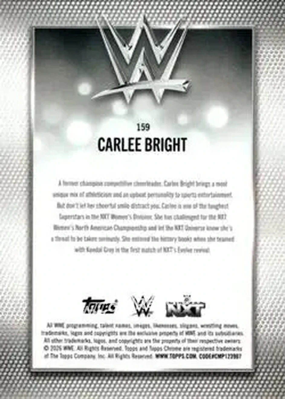 2026 Topps Chrome WWE - Yellow Refractor #159 - Carlee Bright - Back