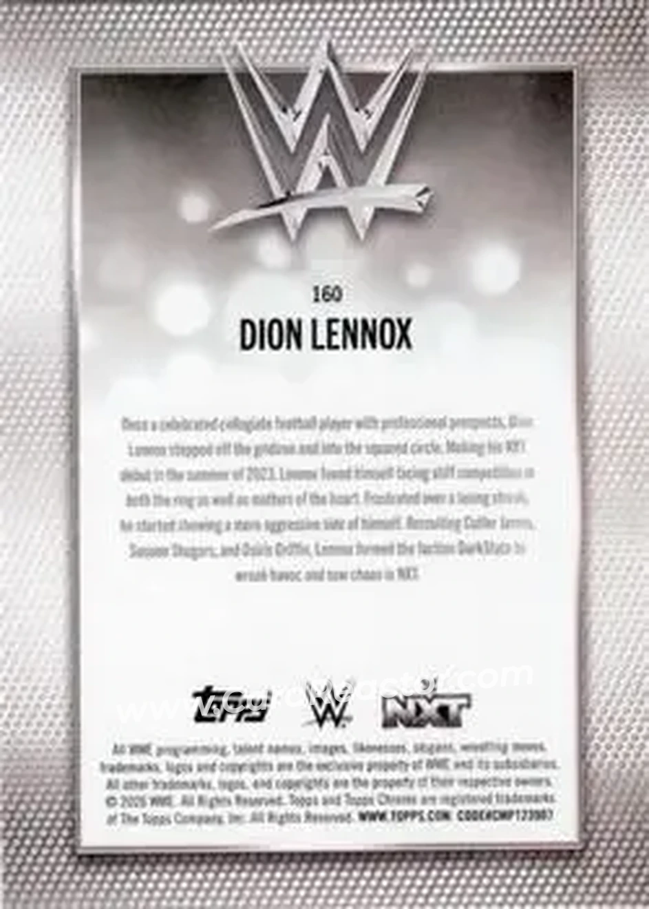 2026 Topps Chrome WWE - Yellow Refractor #160 - Dion Lennox - Back