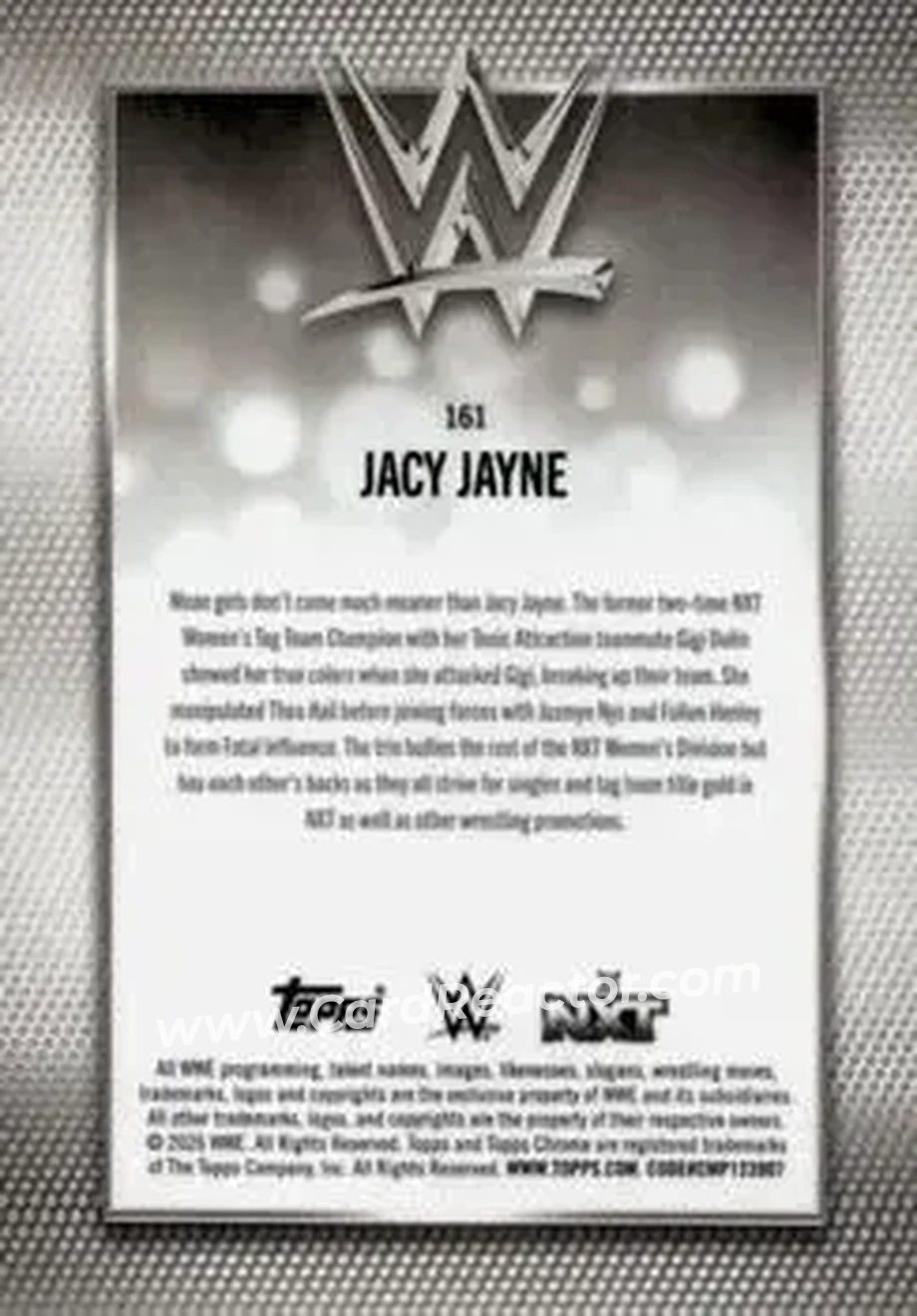 2026 Topps Chrome WWE - Yellow Refractor #161 - Jacy Jayne - Back