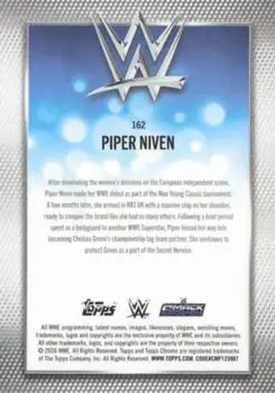 2026 Topps Chrome WWE - Yellow Refractor #162 - Piper Niven - Back 2026 Topps Chrome WWE - Yellow Refractor #162 - Piper Niven - Back