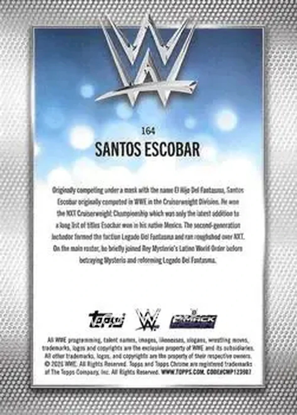 2026 Topps Chrome WWE - Yellow Refractor #164 - Santos Escobar - Back