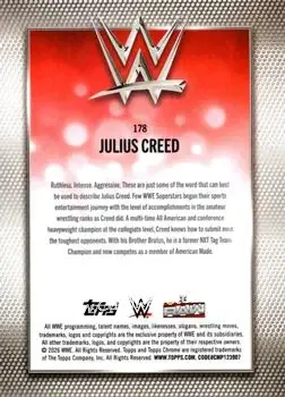 2026 Topps Chrome WWE - Yellow Refractor #178 - Julius Creed - Back