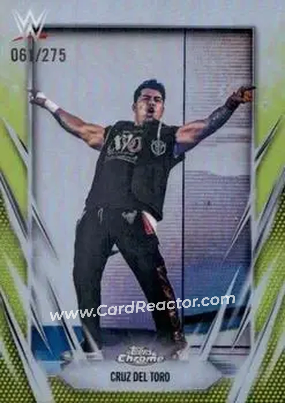 2026 Topps Chrome WWE - Yellow Refractor #179 - Cruz Del Toro - Front 2026 Topps Chrome WWE - Yellow Refractor #179 - Cruz Del Toro - Front