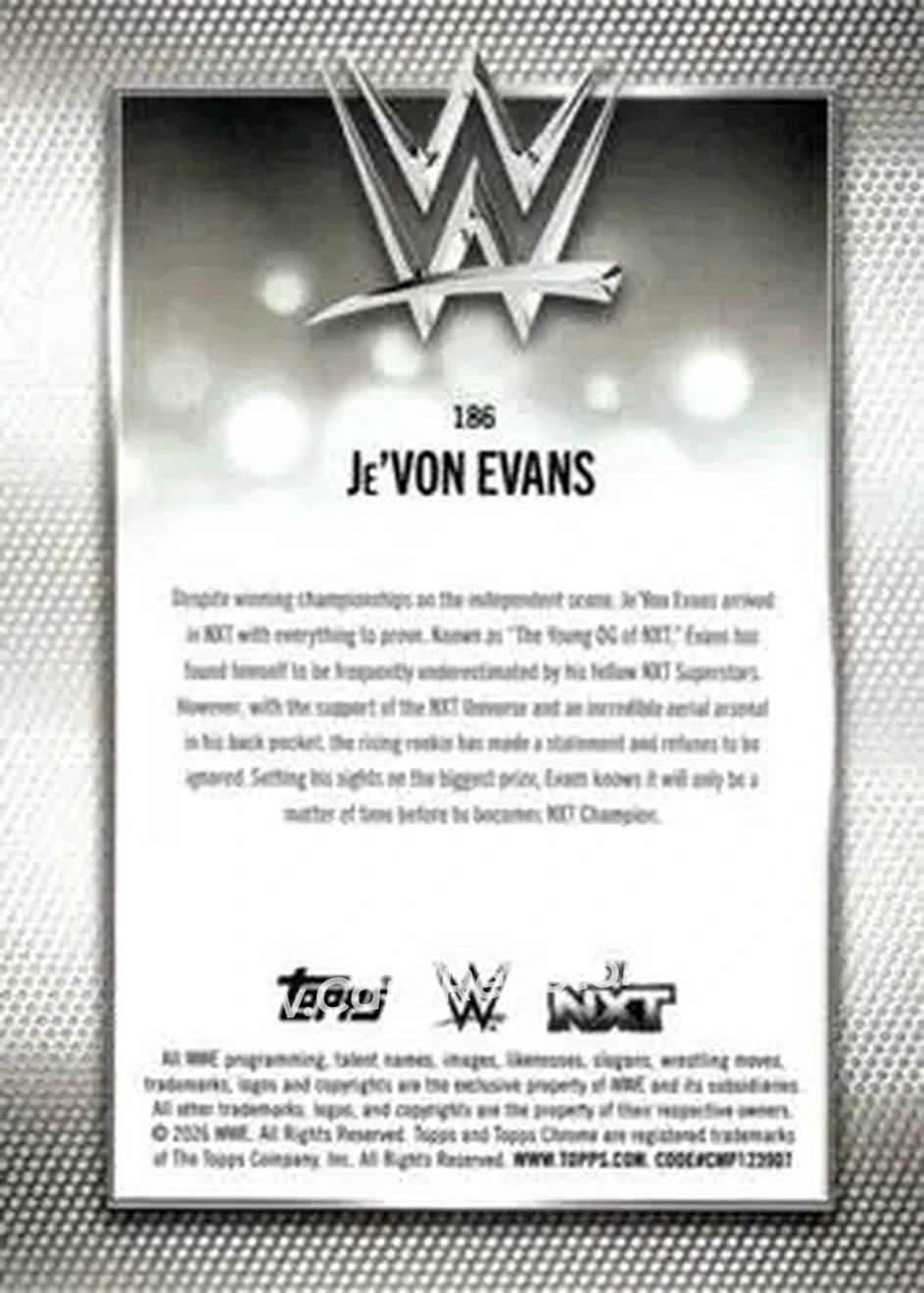 2026 Topps Chrome WWE - Yellow Refractor #186 - Je'Von Evans - Back