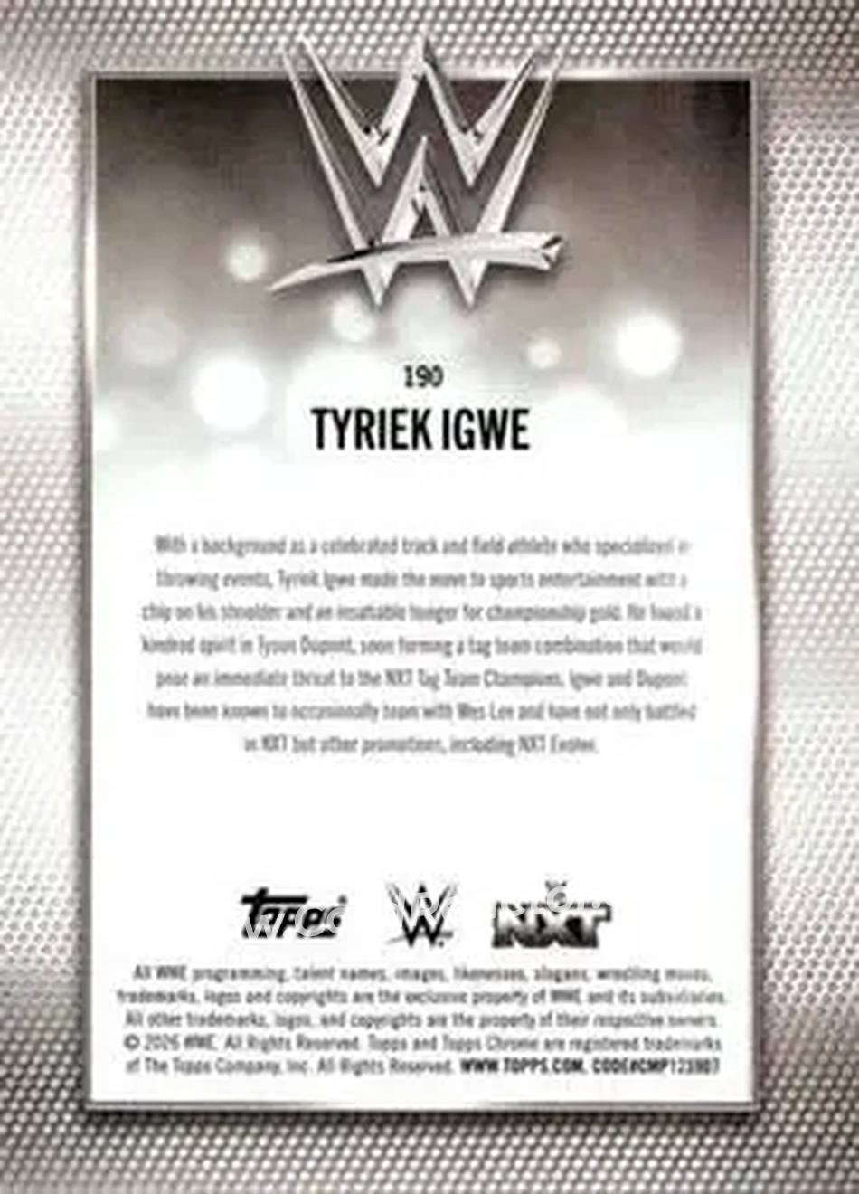 2026 Topps Chrome WWE - Yellow Refractor #190 - Tyriek Igwe - Back