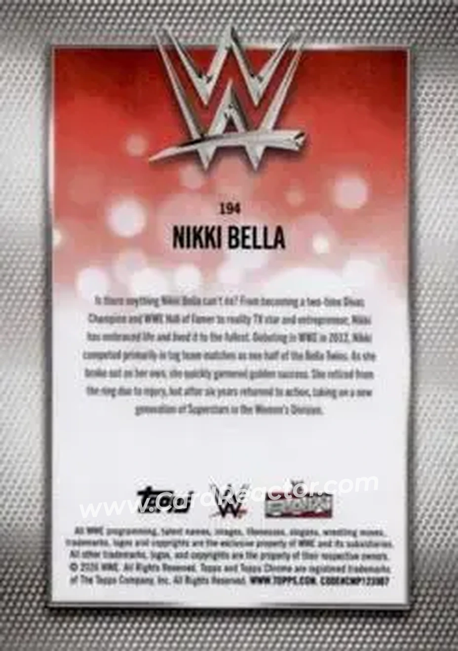 2026 Topps Chrome WWE - Yellow Refractor #194 - Nikki Bella - Back