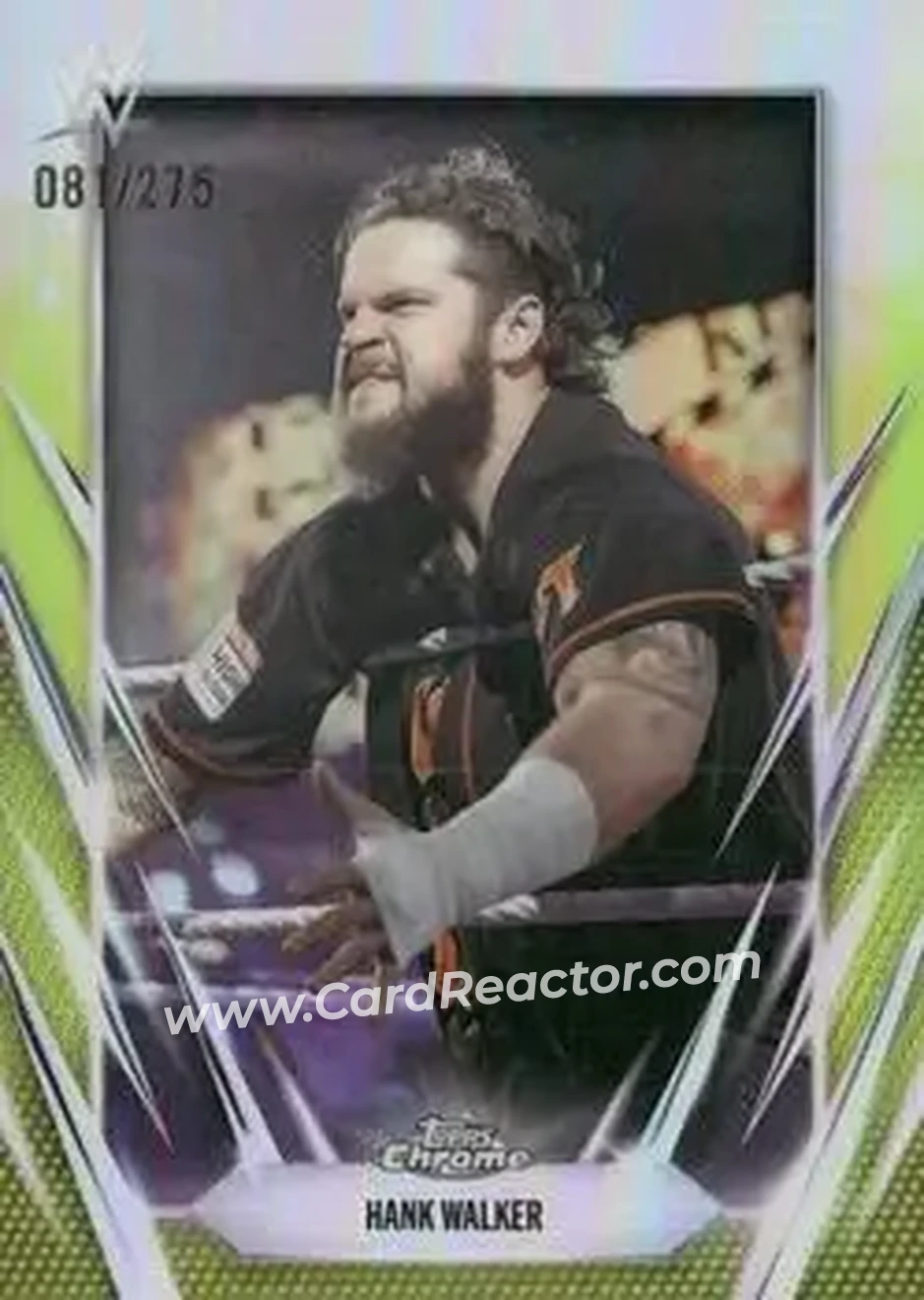 2026 Topps Chrome WWE - Yellow Refractor #195 - Hank Walker - Front 2026 Topps Chrome WWE - Yellow Refractor #195 - Hank Walker - Front