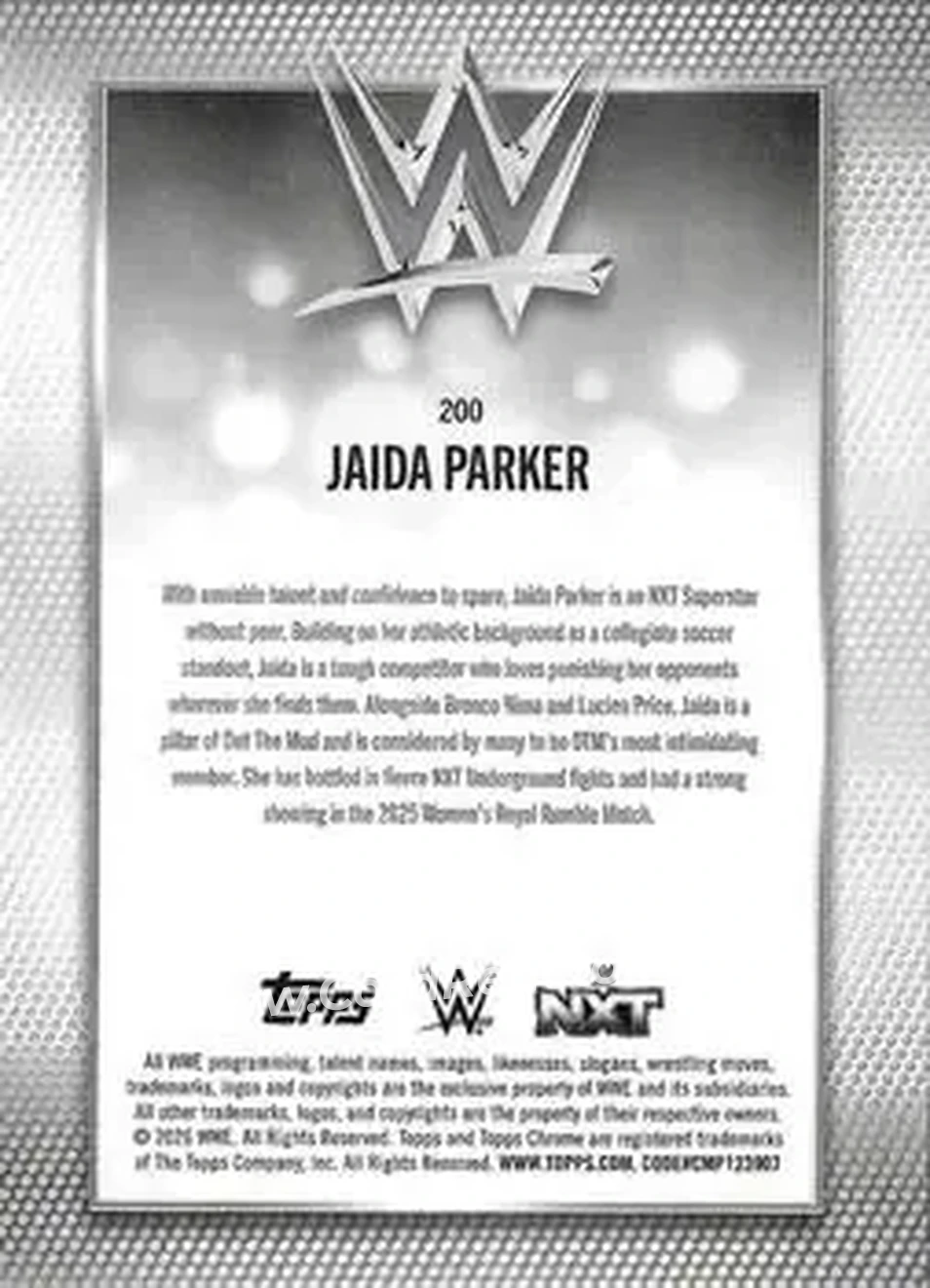 2026 Topps Chrome WWE - Yellow Refractor #200 - Jaida Parker - Back