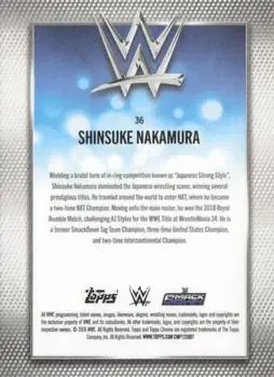 2026 Topps Chrome WWE - Pink Refractor #36 - Shinsuke Nakamura - Back
